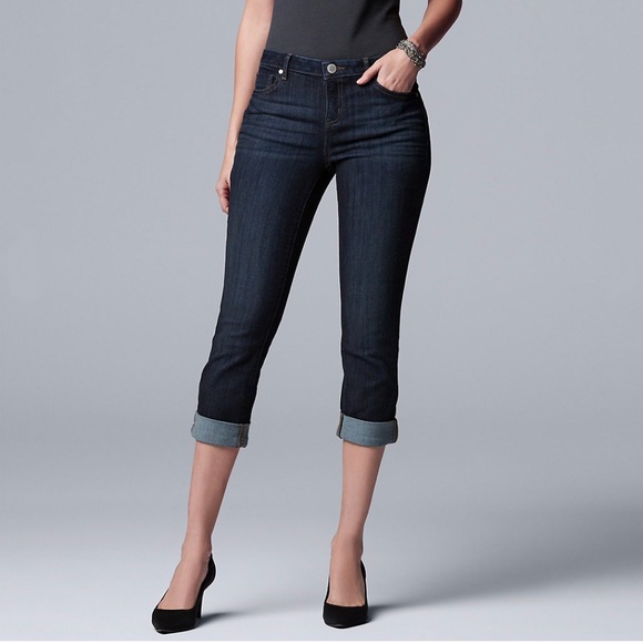 Vera Wang Pants - Women's Simply Vera Vera Wang Cuffed Capri Jeans